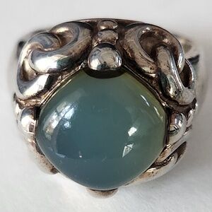BJC (Samuel B Benham) Sterling Silver Aqua Chalcedony Ring, size 8, preloved